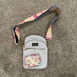 KEDZIE Gray Crossbody Bag with Floral Wallet